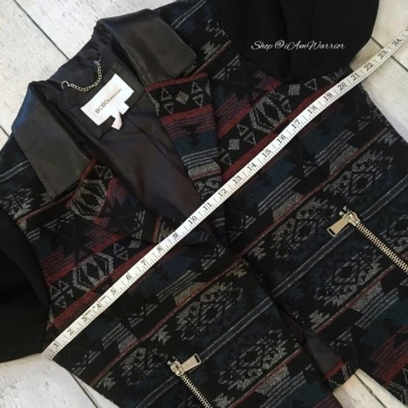 BCBGeneration black wool Aztec print moto jacket *shop@iamwarrior - Picture 5 of 8